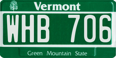 VT license plate WHB706