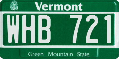 VT license plate WHB721