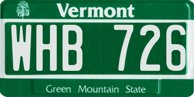 VT license plate WHB726