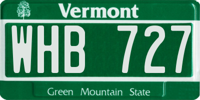 VT license plate WHB727