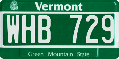 VT license plate WHB729