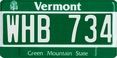 VT license plate WHB734