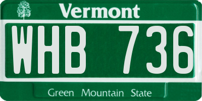 VT license plate WHB736