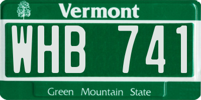 VT license plate WHB741