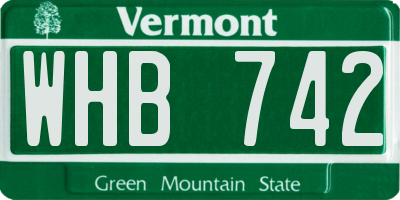 VT license plate WHB742