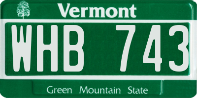VT license plate WHB743