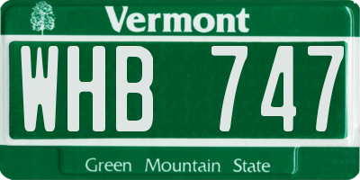 VT license plate WHB747
