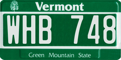 VT license plate WHB748