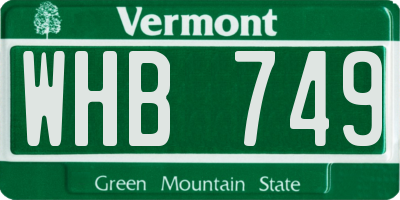 VT license plate WHB749