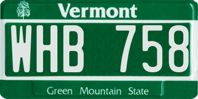VT license plate WHB758