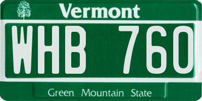 VT license plate WHB760