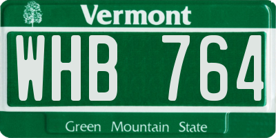 VT license plate WHB764