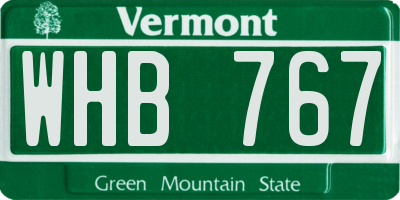 VT license plate WHB767