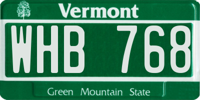 VT license plate WHB768