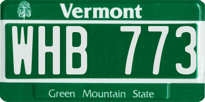 VT license plate WHB773