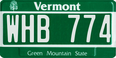 VT license plate WHB774