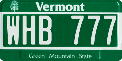 VT license plate WHB777