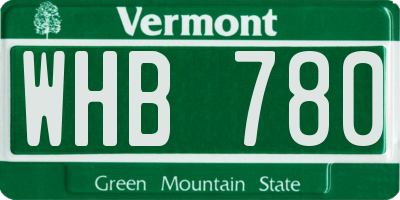VT license plate WHB780