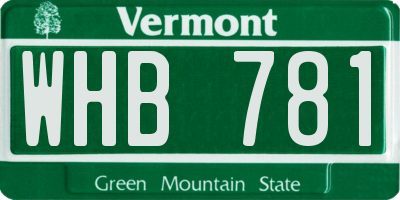 VT license plate WHB781