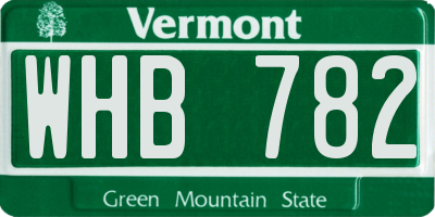 VT license plate WHB782
