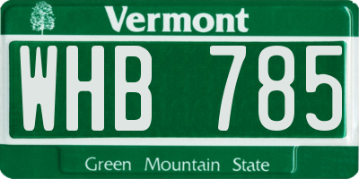 VT license plate WHB785