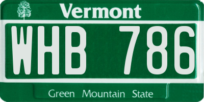 VT license plate WHB786
