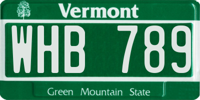 VT license plate WHB789