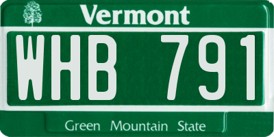 VT license plate WHB791