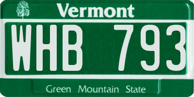 VT license plate WHB793