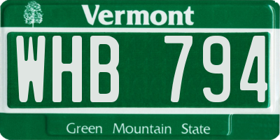 VT license plate WHB794