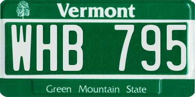 VT license plate WHB795