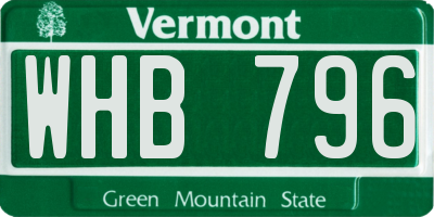 VT license plate WHB796