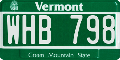 VT license plate WHB798
