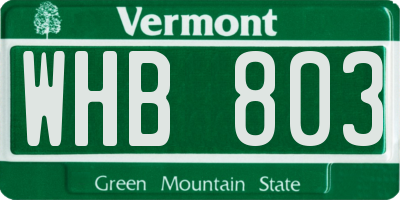 VT license plate WHB803