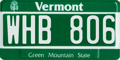 VT license plate WHB806