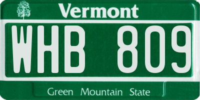 VT license plate WHB809