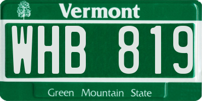 VT license plate WHB819