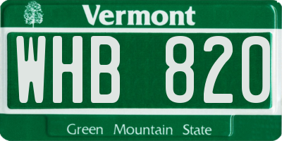 VT license plate WHB820