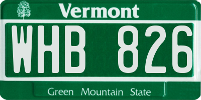 VT license plate WHB826