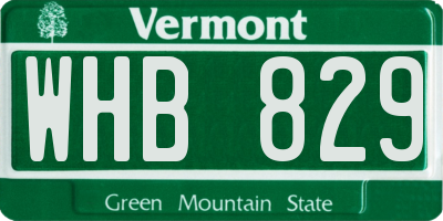 VT license plate WHB829