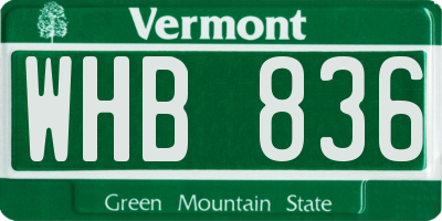 VT license plate WHB836