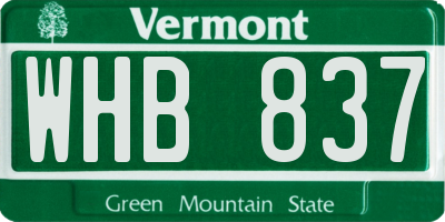 VT license plate WHB837