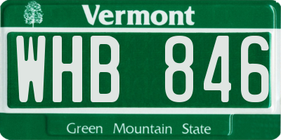 VT license plate WHB846