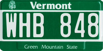 VT license plate WHB848