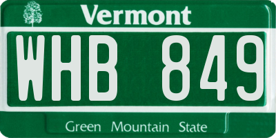 VT license plate WHB849