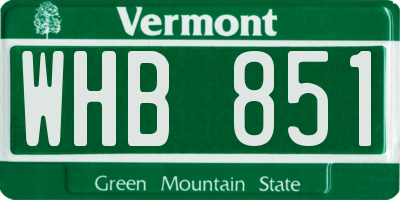 VT license plate WHB851