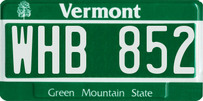 VT license plate WHB852