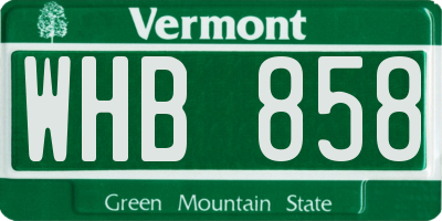 VT license plate WHB858