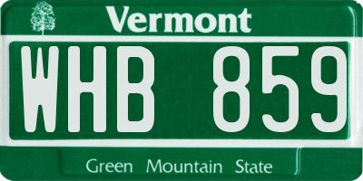 VT license plate WHB859