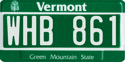 VT license plate WHB861